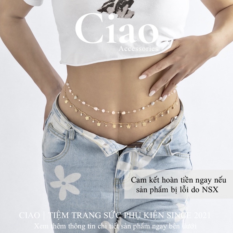 [HOẢ TỐC 1H] Set 2 vòng bụng thiết kế hoạ tiết đính đá mới lạ trendy phong cách Giselle Ciao