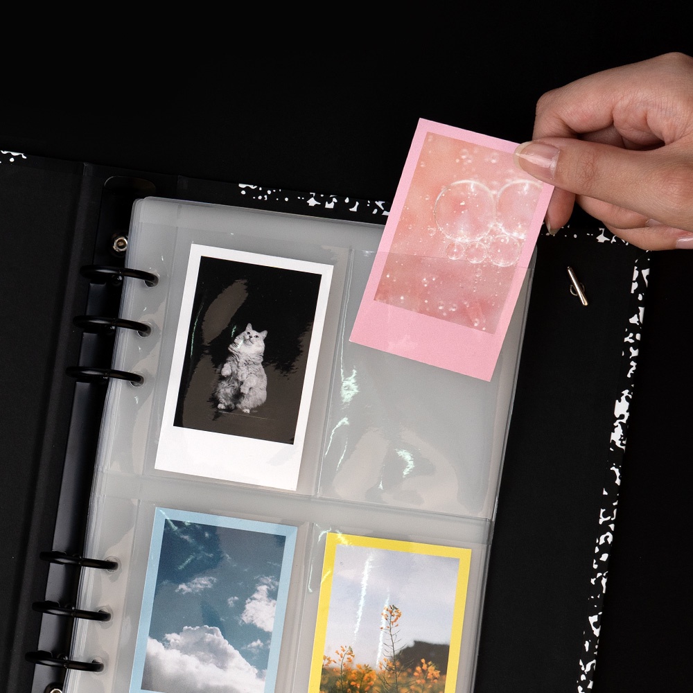 Sổ còng 6 lỗ bìa cứng Binder A5 25R Black Ring Composition Hard Cover LUCALAB đựng card ảnh Gomimall