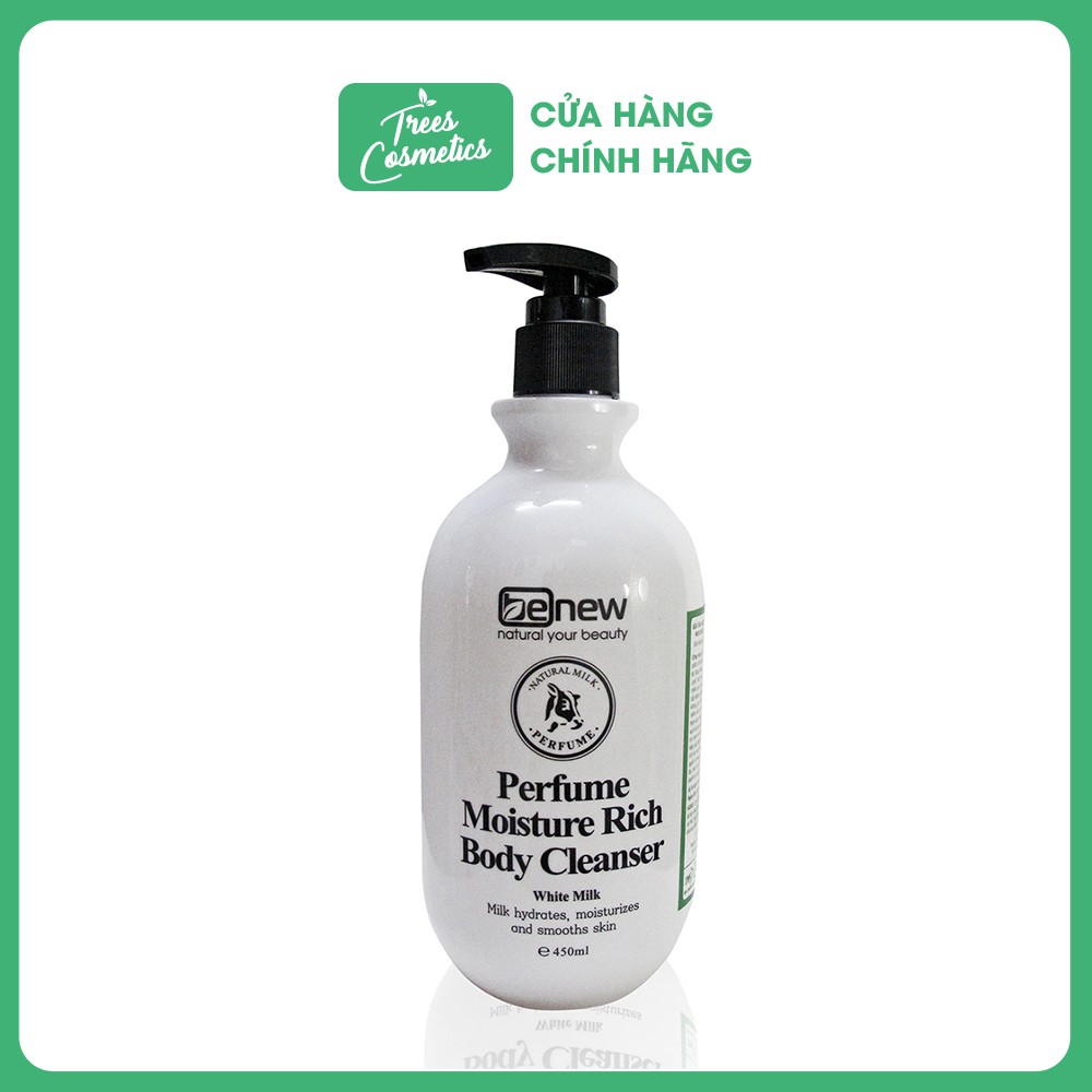 SỮA TẮM NƯỚC HOA TRẮNG DA VÀ DƯỠNG ẨM BENEW PERFUME MOISTURE RICH BODY CLEANSER WHITE MILK 450ML - HÀN QUỐC CHÍNH HÃNG