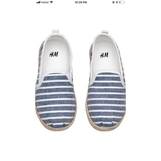 Giày Slip On sọc đế cói