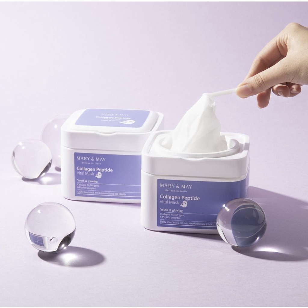 Hộp mặt nạ giấy làm sáng/ chống lão hóa/ ngăn ngừa mụn/cấp ẩm làm dịu 30 miếng Mary & May