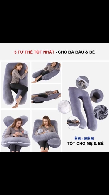 Gối chữ U đa năng cho mẹ bầu size 75-130cm ( mẫu mới nhất 2021)