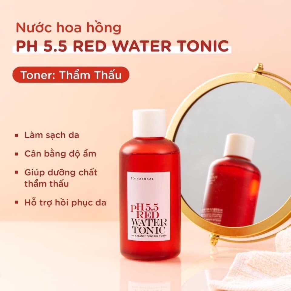 Nước Hoa Hồng Cấp Ẩm Red Peel So Natural- pH 5.5 Red Water Toner pH Balance Control Toner