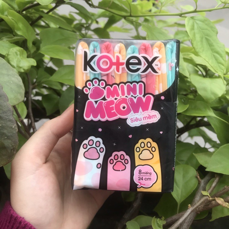 Băng Vệ Sinh Kotex Mini Meow Siêu Mềm 24cm 8 Miếng