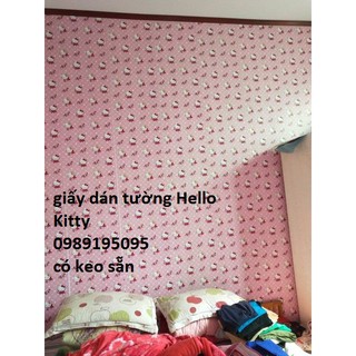 GIẤY DÁN TƯỜNG HELLO KITTY ĐẬM