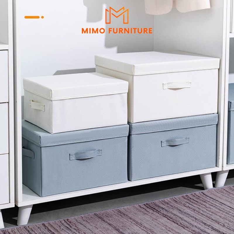 Hộp Vải Đựng Đồ Đa Năng Có Nắp MIMO FURNITURE Thùng Đựng Quần Áo, Chăn Màn, Khăn Tắm Chống Bụi - Mẫu Mới