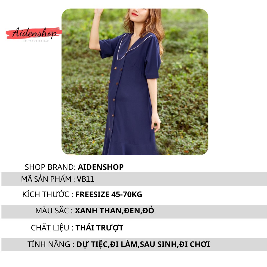 Váy bầu đẹp Công sở Aidenshop đầm bầu thiết kế mùa hè chất thái chéo mịn mát