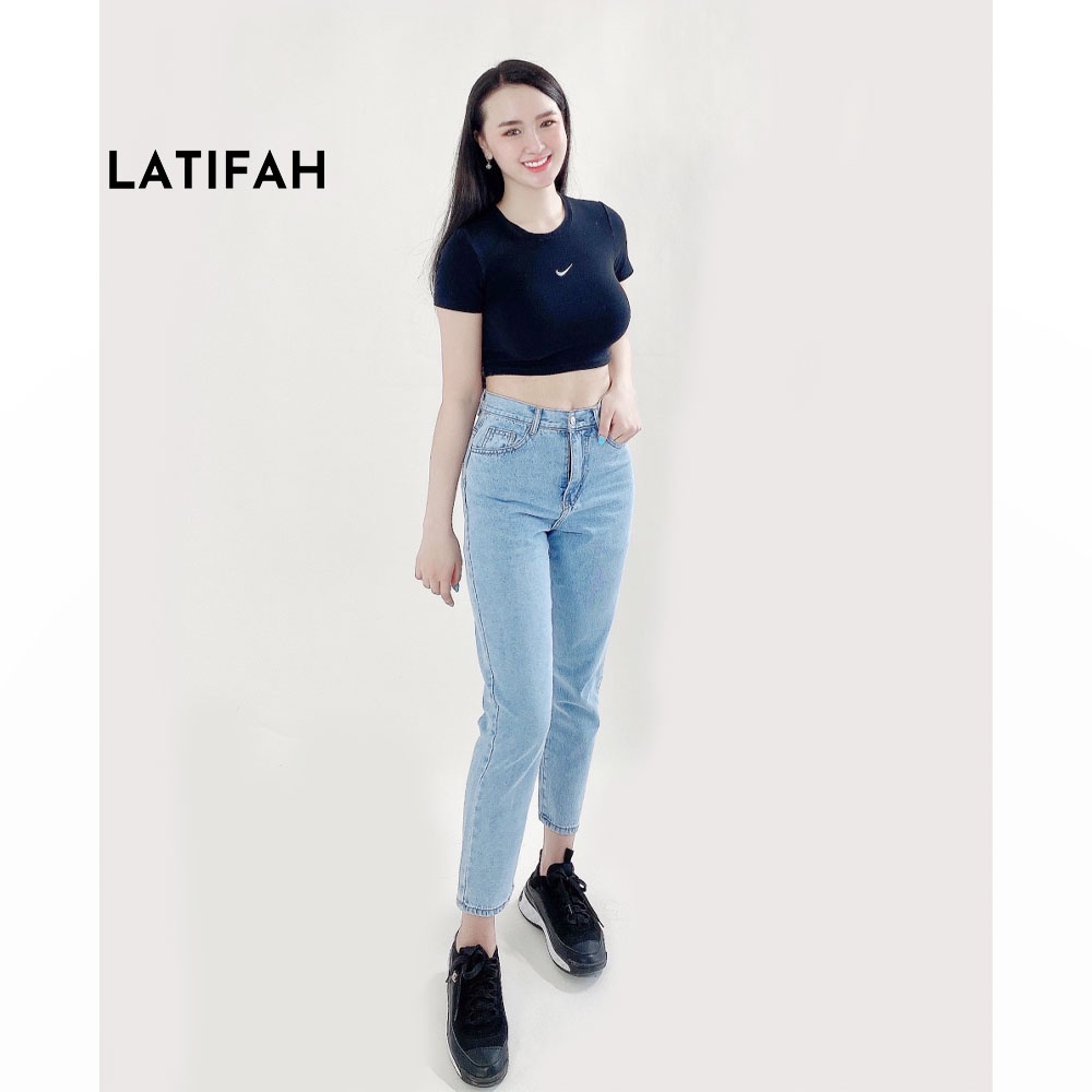 Quần baggy jean nữ Latifah ống nhỏ trơn lai thường QD022 phong cách hàn quốc trẻ trung