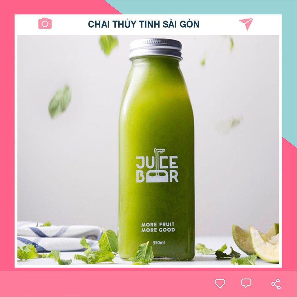 Chai thủy tinh vuông 350ml nắp Nhôm [Mẫu mới 2021]