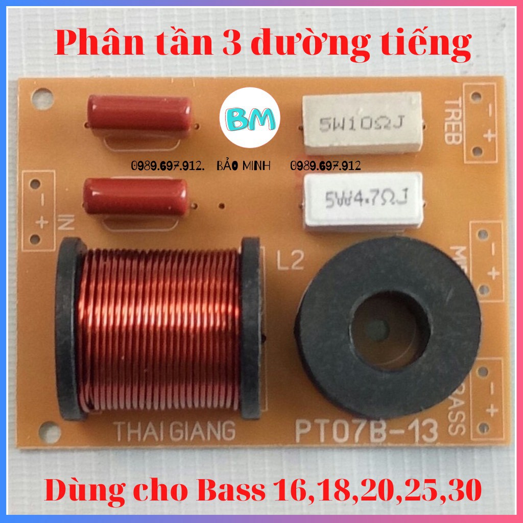 Combo 2 Mạch Phân Tần 3 Đường Tiếng Pt 07B - 1 Bass 1 Mid 1 Treble - Dùng Cho Loa Bass 16, 18, 20, 25, 30