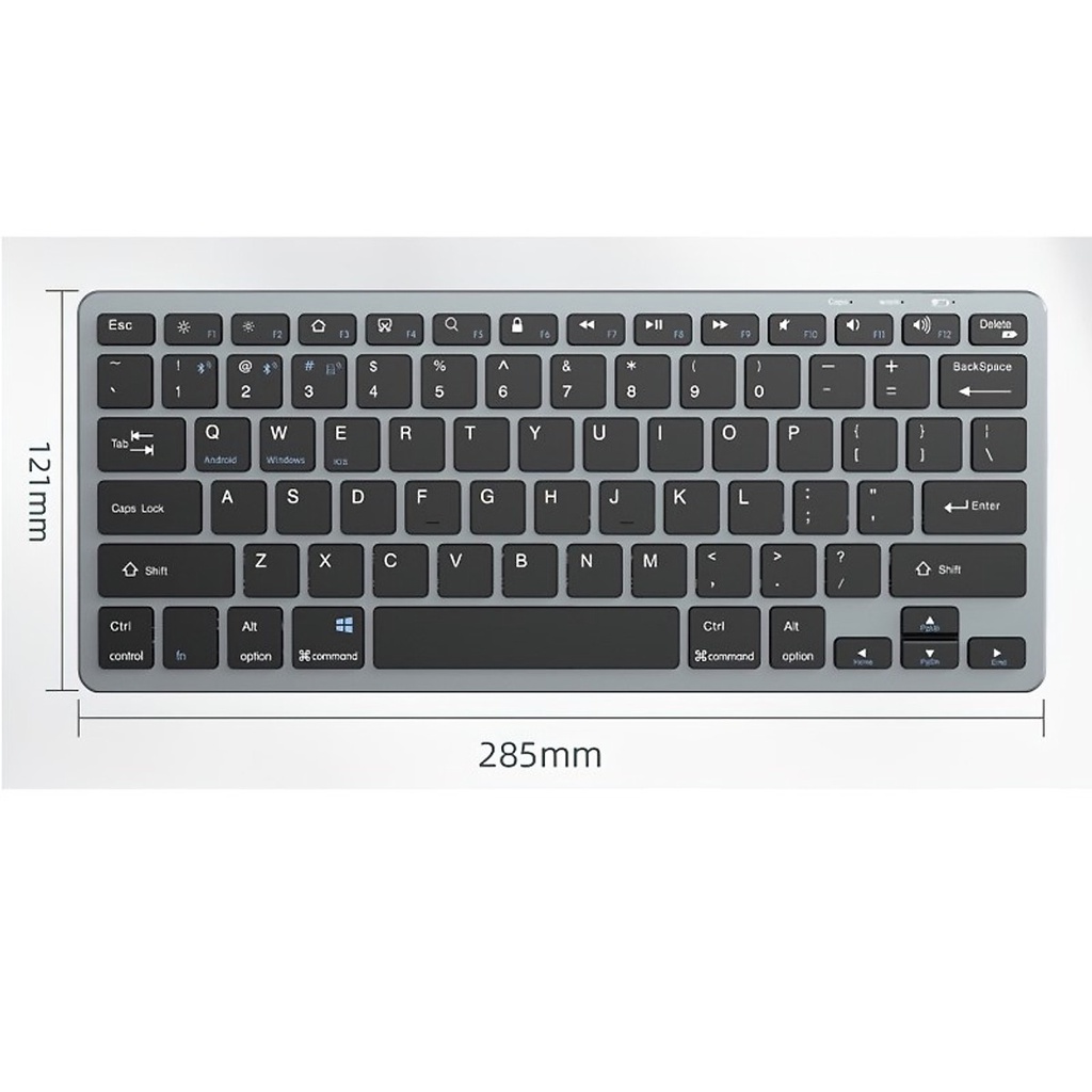 Bàn phím không dây mini WL159 - pin sạc - đa kết nối bluetooth 5.0 + 3.0 + Usb wireless 2.4G - Xám Đen