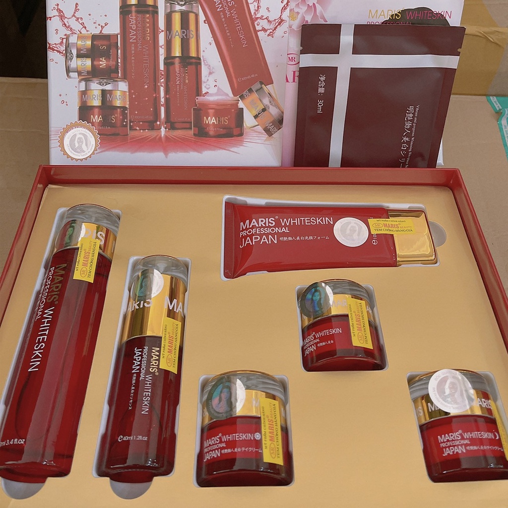 Bộ Mỹ Phẩm Maris 6in1 Nhật Bản - Kem Dưỡng Maris 6 sản phẩm Trắng Da, Mờ Nám Tàn Nhang Cao Cấp Tặng Kèm test Thử