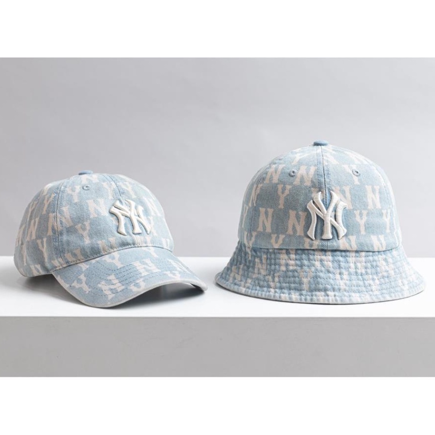 Nón kết, Bucket MLB Jean Monogram Blue tropical Cực Chuẩn Vải Jean mềm Hàn Quốc cap cấp ,Logo thêu Nón free size