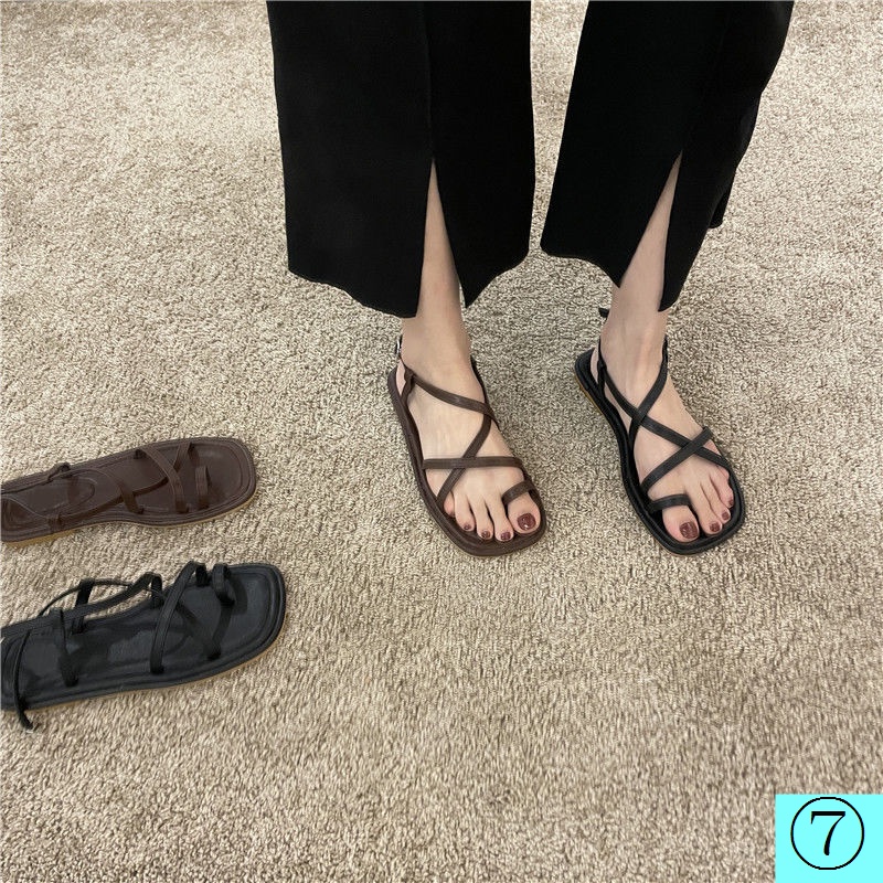 Sandal Roman Mùa Hè 2022 Đế Phẳng Thắt Dây Phong Cách Mới Dễ Phối Đồ Cho Nữ