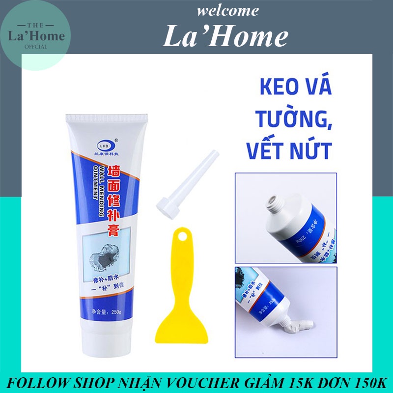 Tuýp keo vá tường La'Home đa năng 250g, Keo vá vết nứt tường, trầy xước, bong tróc, sạch vết bẩn