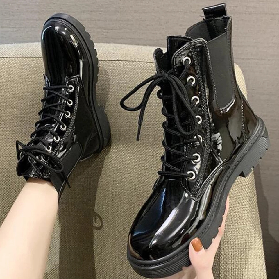 Boot Nữ Cao Cổ Đế Răng Cưa Phong Cách Hàn Quốc (Da Bóng và Da Lì) | BigBuy360 - bigbuy360.vn