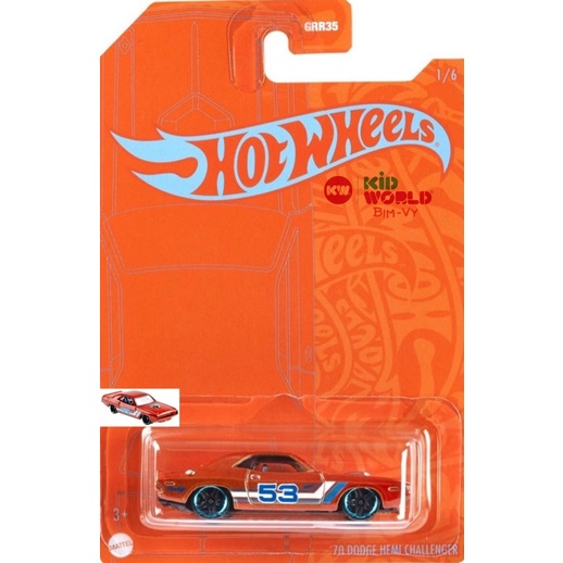 Xe mô hình Hot Wheels Orange &amp; Blue Mix 2 Series '70 Dodge Hemi Challenger GRP83.