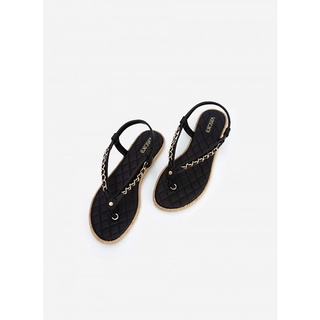 Vascara Sandal Quai Phối Xích Đế Chần Bông Viền Cói - SDK 0319 - Màu Đen