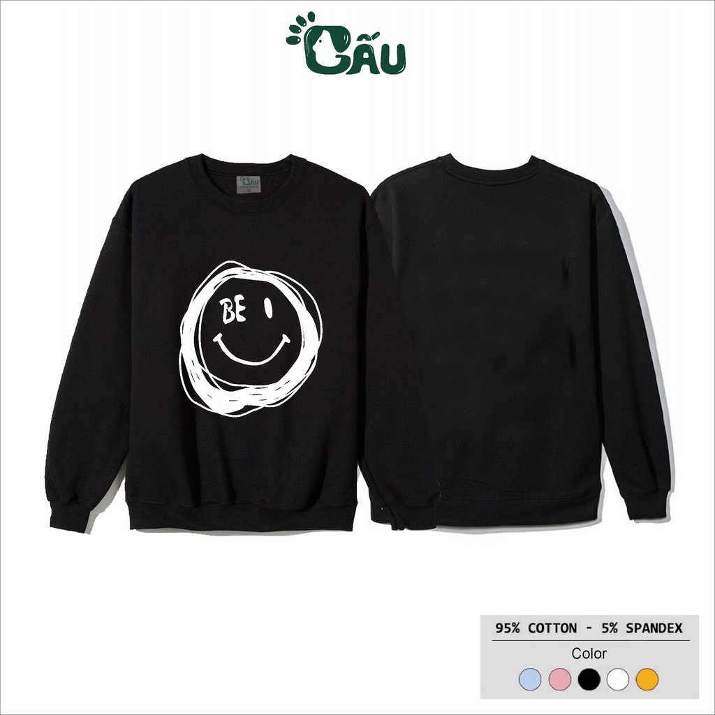 Áo sweater GẤU 194 vải thu đông co dãn, dày dặn mềm mịn form rộng phong cách Unisex - Be Icon Mặt Cười | BigBuy360 - bigbuy360.vn