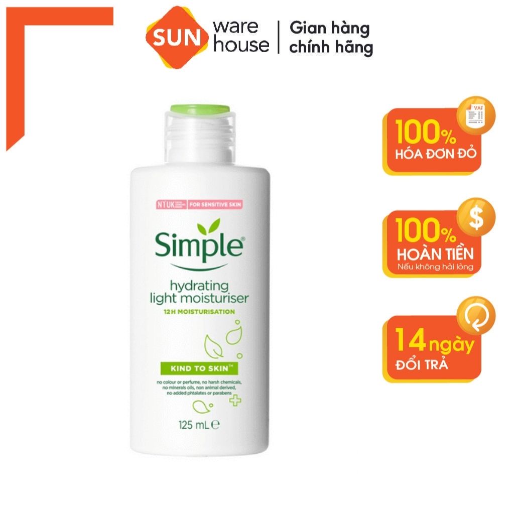 Sữa Dưỡng Da Simple Cho Da Nhạy Cảm Kind To Skin Hydrating Light Moisturiser 125ml