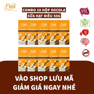 [COMBO 10 HỘP TIẾT KIỆM] Kẹo Socola sữa nhân Hạt điều Figo 50g, 50% cacao