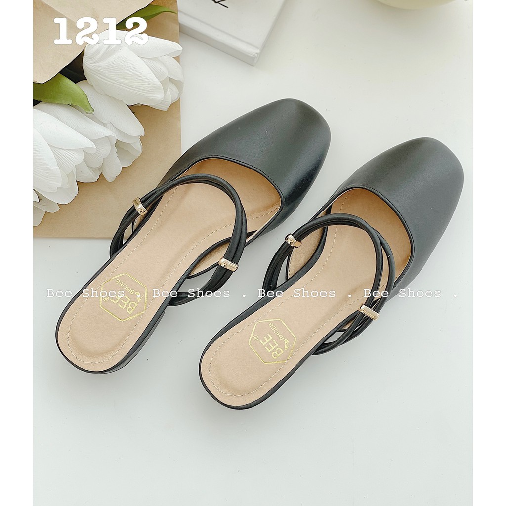 BEESHOES - GIÀY SỤC NỮ MŨI VUÔNG TRƠN ĐẾ VUÔNG - GIÀY SỤC NỮ ĐẾ VUÔNG CAO 2 PHÂN SẴN MÀU ĐEN - BE - TRẮNG 201212