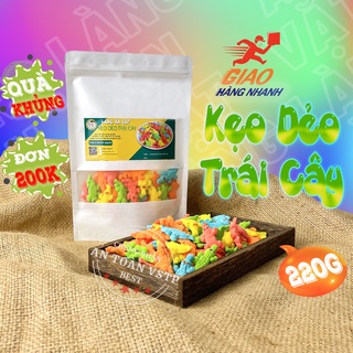 Kẹo dẻo trái cây mix vị 220G Làng Ăn Vặt loại 1, đồ ăn vặt Đà Lạt, thơm ngon bổ rẻ