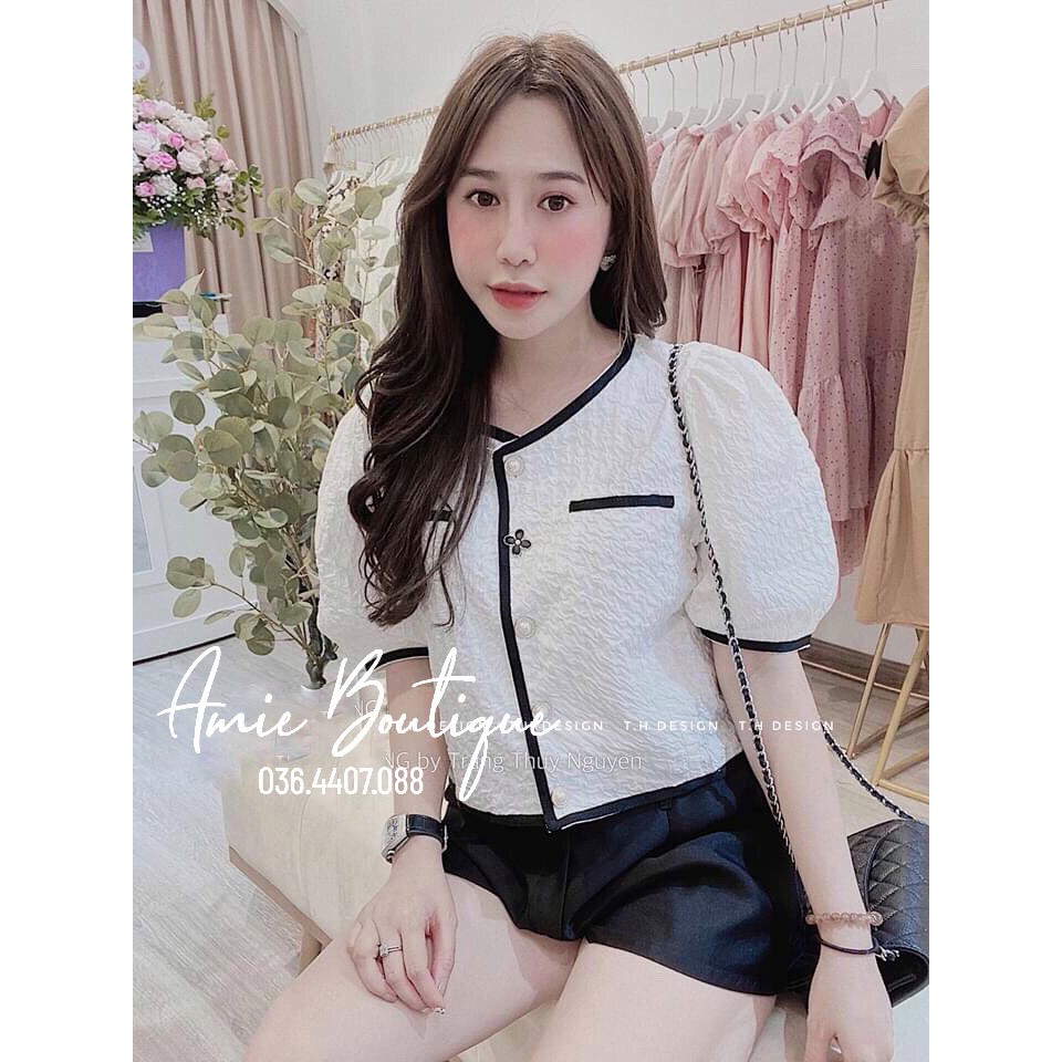 HÀNG CAO CẤP - Áo sơ mi viền xốp hai màu ĐEN - TRẮNG | BigBuy360 - bigbuy360.vn