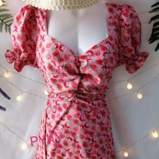 🌺DTB203122341 ĐẦM MIDI HOA CỔ U🌺