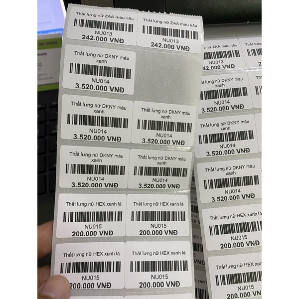 Giấy in tem mã vạch nhiệt 2 tem khổ 35x22mm, 70x22mm, 72x22mm. Giấy decal Avery Fasson