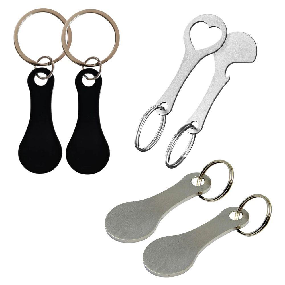 LANFY Móc Treo Chìa Khóa Xe Đẩy Mua Sắm Bằng Thép Không Gỉ Màu Đen