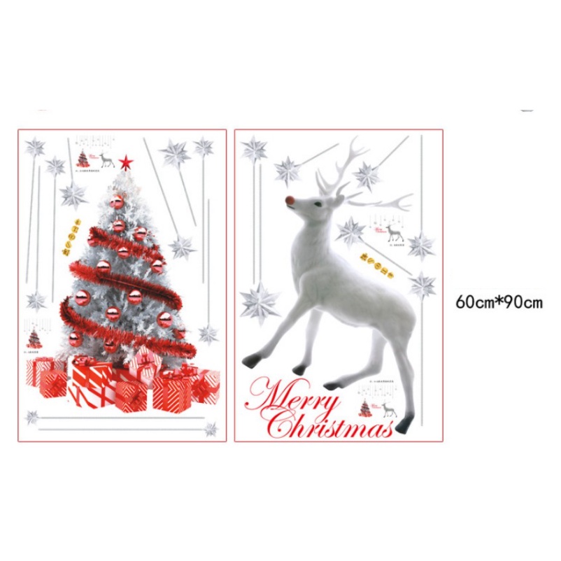 Decal trang trí Noel Hít Tĩnh Điện - Rèm sao phối nai bạc cao cấp