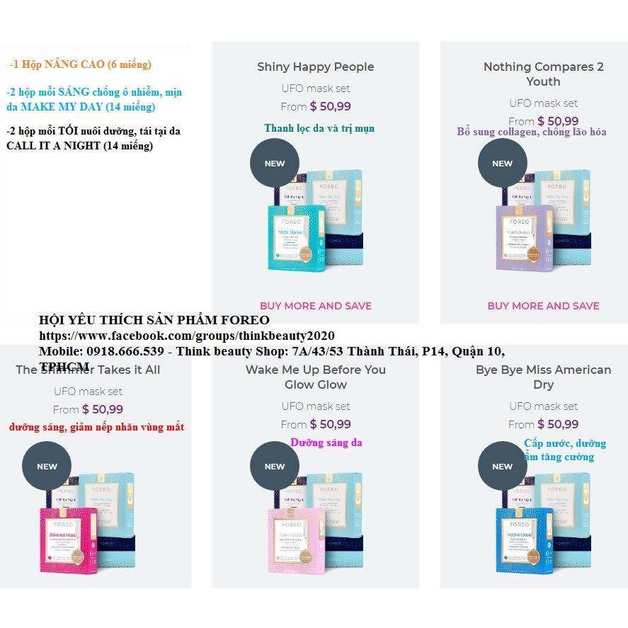 [5 Hộp] Mặt nạ Foreo UFO (1 nâng cao date 2023, 2 ngày, 2 đêm date 2024)
