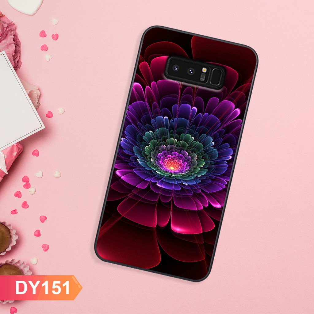 Ốp lưng ép kính Samsung Galaxy note 8 , s9 plus (s9+) in hình hoa siêu đẹp mặt lưng chống bể