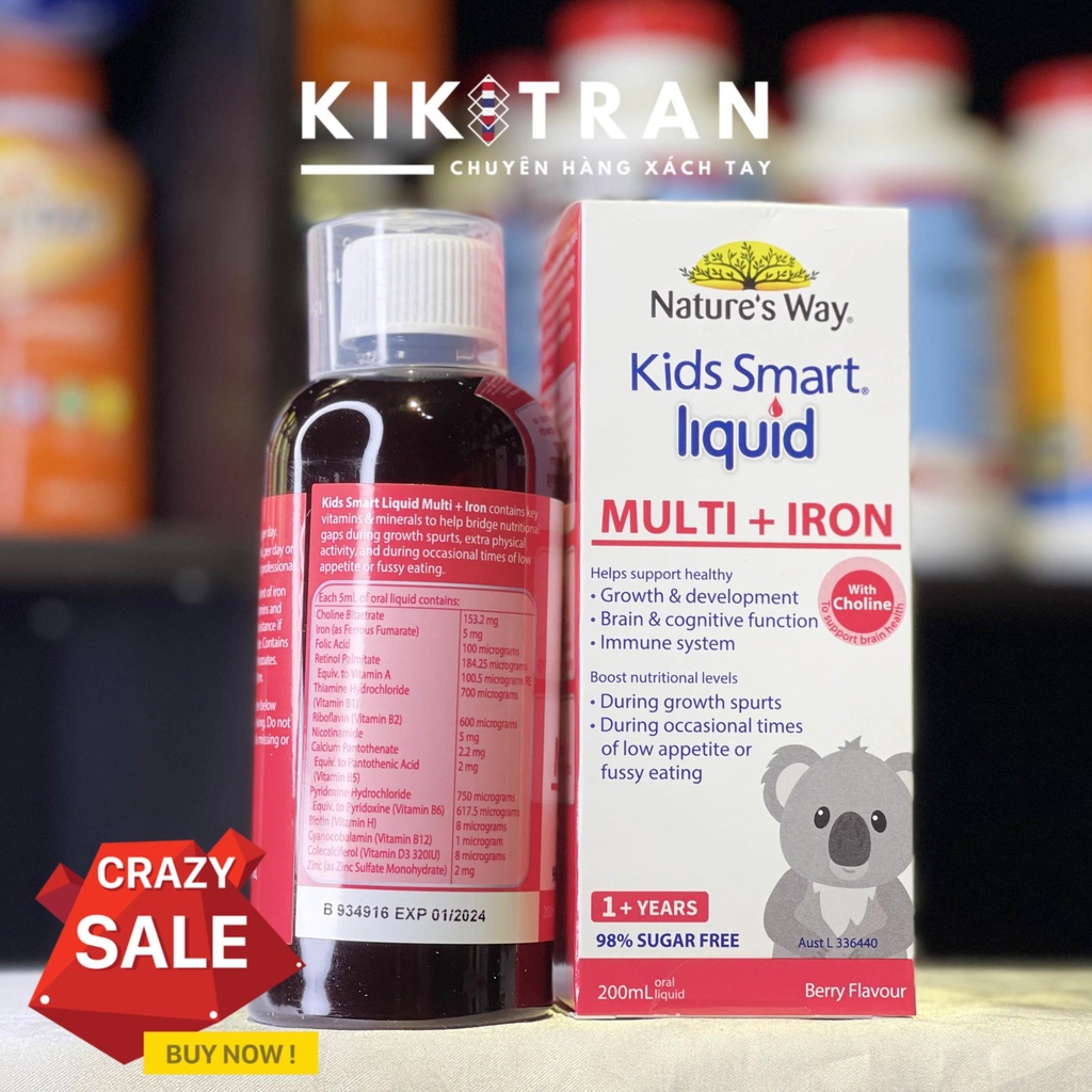 Siro sắt cho bé nature s way kids smart liquid multi + iron 200ml của úc - ảnh sản phẩm 5