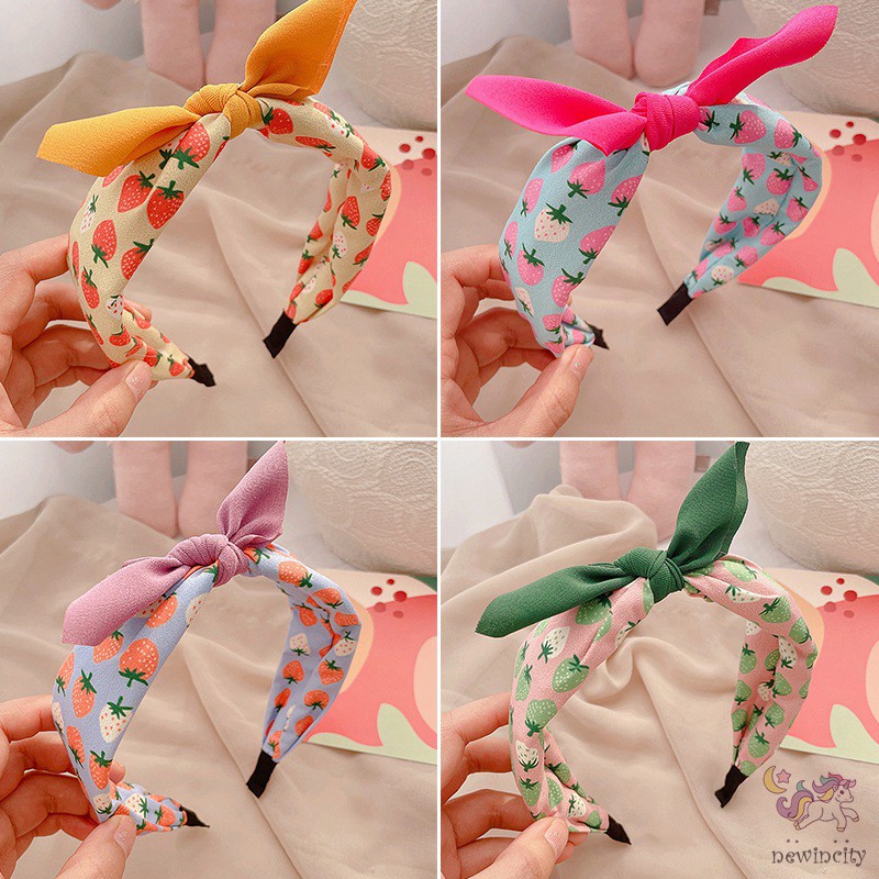 Băng Đô Hoạ Tiết Trái Cây Thắt Nơ Nhiều Màu Cho Bé Gái