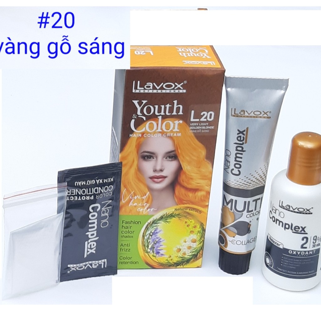 Kem nhuộm màu thời trang Youth color Lavox L20 màu vàng gỗ sáng