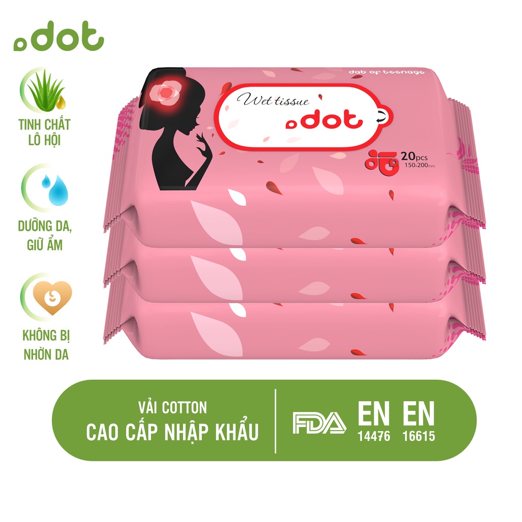 Khăn ướt vệ sinh chăm sóc da DOT 20 tờ/gói - Combo 3 gói