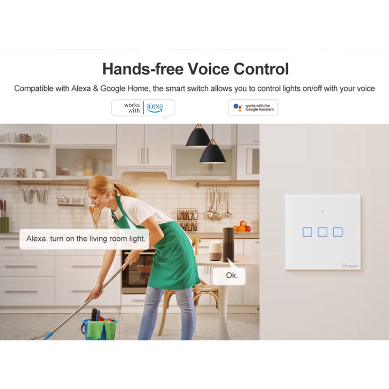 Có sẵn Thông Minh Chuyển Đổi SONOFF T03C-TX WIFI 3/ 2/ 1 Băng Đảng Thông Minh Bảng Điều Khiển T0 Trắng  COD