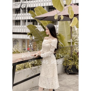 ĐẦm trễ vai lông xù 2 màu đỏ,trắng