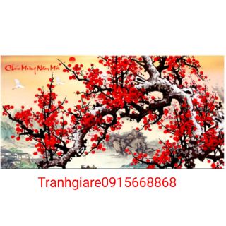 Tranh đính đá đào cổ tuyệt đẹp kt 85×54cm