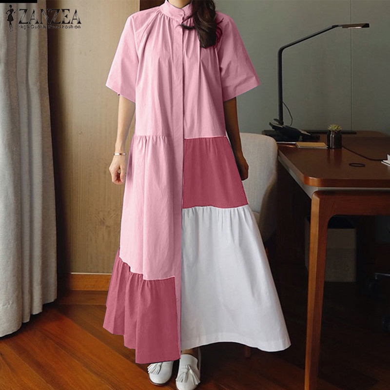 ZANZEA Đầm maxi kiểu phối màu độc đáo hợp thời trang | BigBuy360 - bigbuy360.vn
