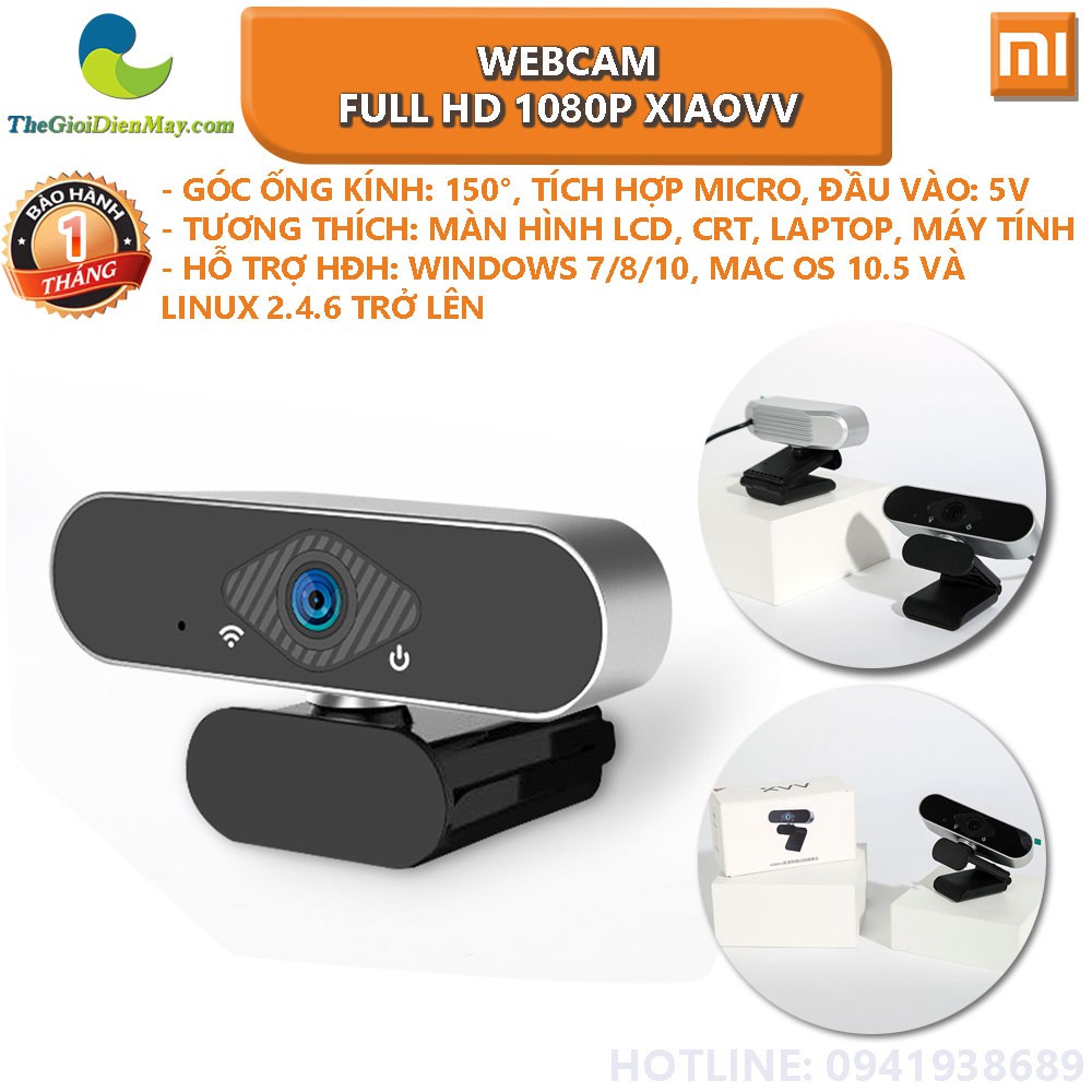 Webcam full HD 1080p XIAOVV góc rộng 150°, tích hợp micro - Bảo hành 1 tháng - Shop Thế Giới Điện Máy