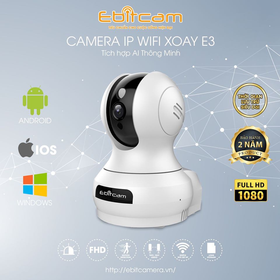 Camera Ebitcam  2MP (1080P) Kèm thẻ nhớ Bảo hành 24 tháng