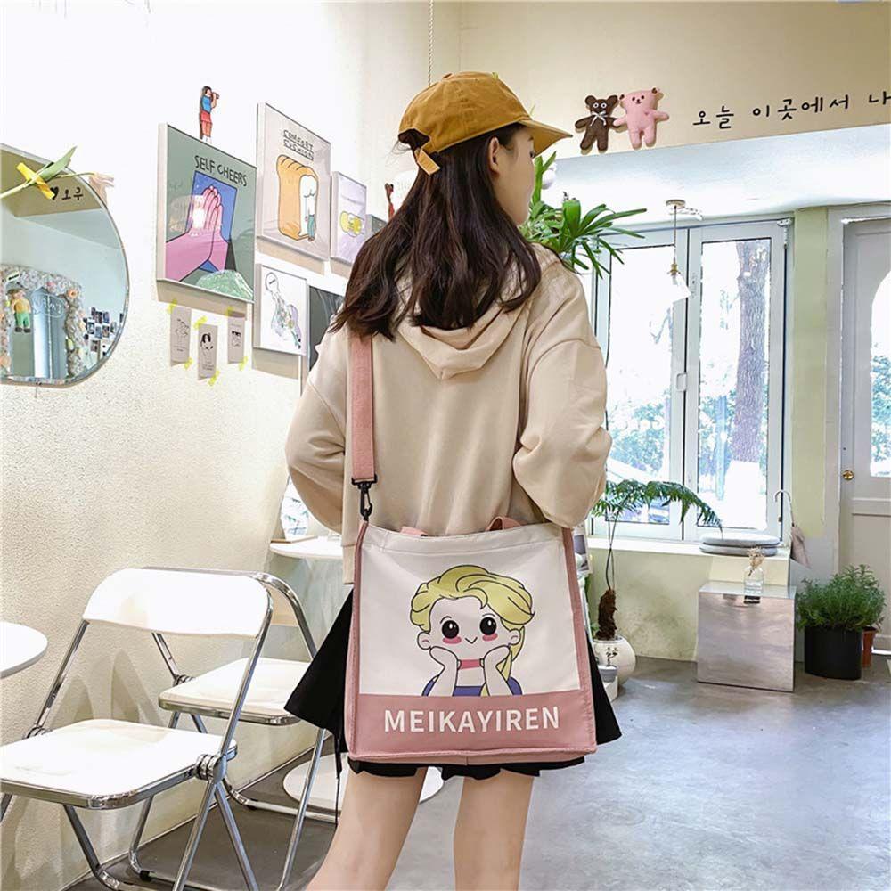 QQMALL Túi vải Họa Tiết Hoạt Hình Phong Cách Hàn Quốc