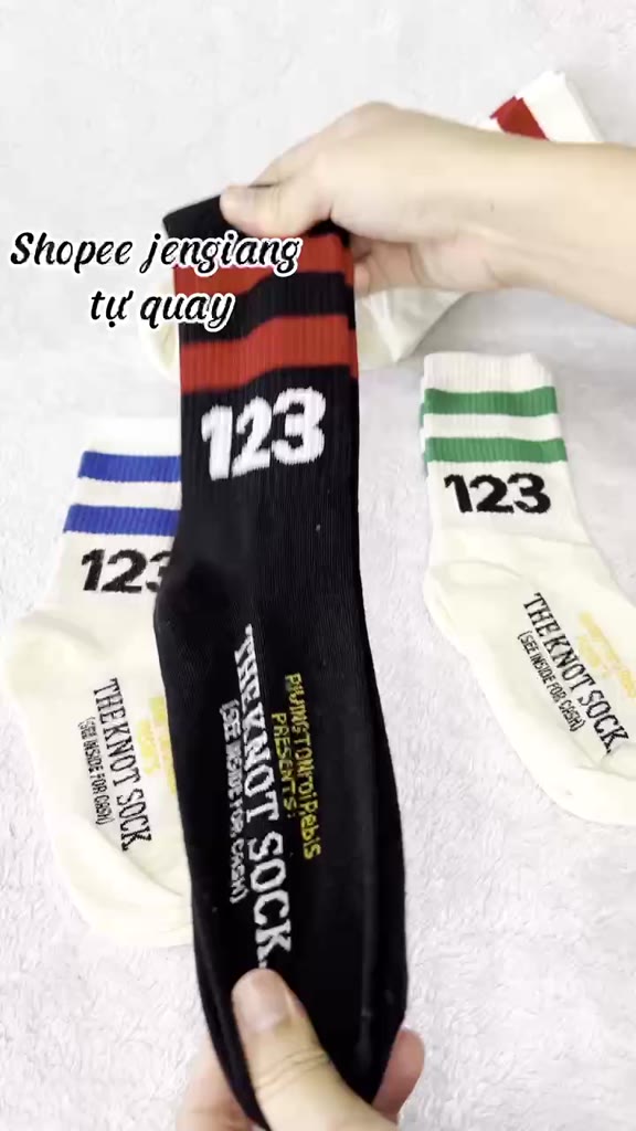 Tất vớ cổ cao Jengiang dày dặn 2 sọc ngang số 123 UNISEX nam nữ phong cách thể thao, đường phố, năng động | BigBuy360 - bigbuy360.vn