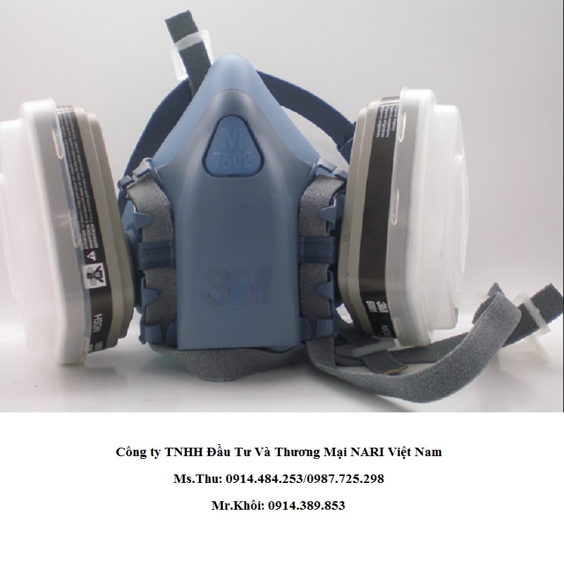 Trọn bộ Mặt nạ phòng độc 7502 + phin lọc 3M 6001 + bông lọc 5N11CN + 2 nắp lọc 3M 501