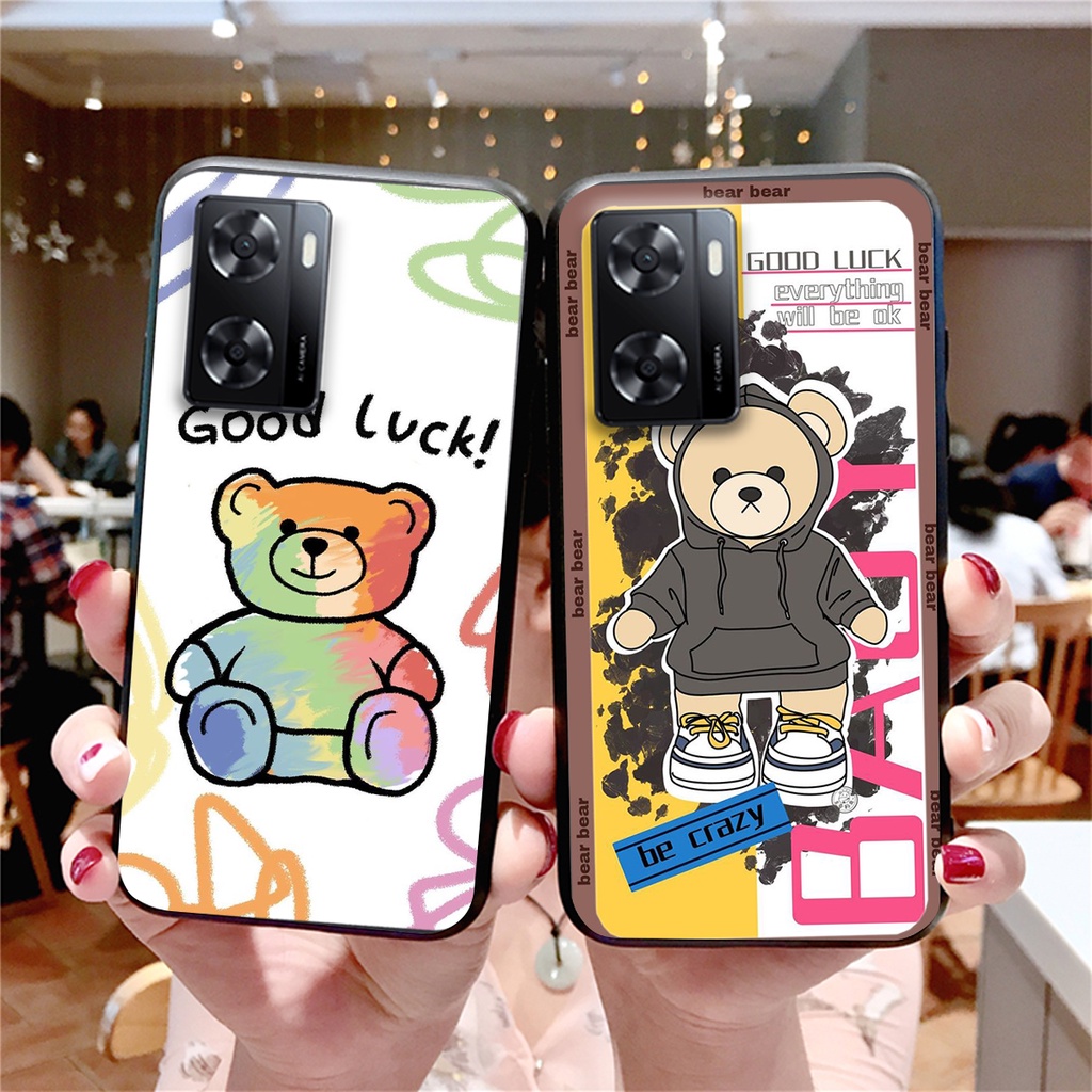 ỐP lưng Oppo A57 4G - Oppo A57 2022 gấu phá cách siêu đẹo bo viền đẹp