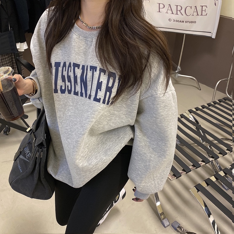 Áo Sweater Tay Dài Cổ Tròn Dáng Rộng Phong Cách Hàn Quốc Thời Trang 3 Màu Tùy Chọn Cho Nữ | BigBuy360 - bigbuy360.vn