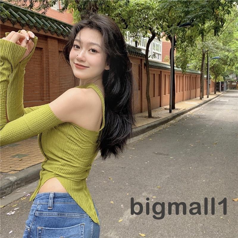 Áo Thun Dài Tay Cổ Thuyền Hở Rốn Thời Trang Nữ Tính